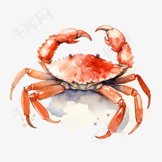 红色螃蟹元素立体免抠图案