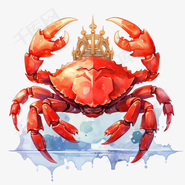 红色螃蟹元素立体免抠图案