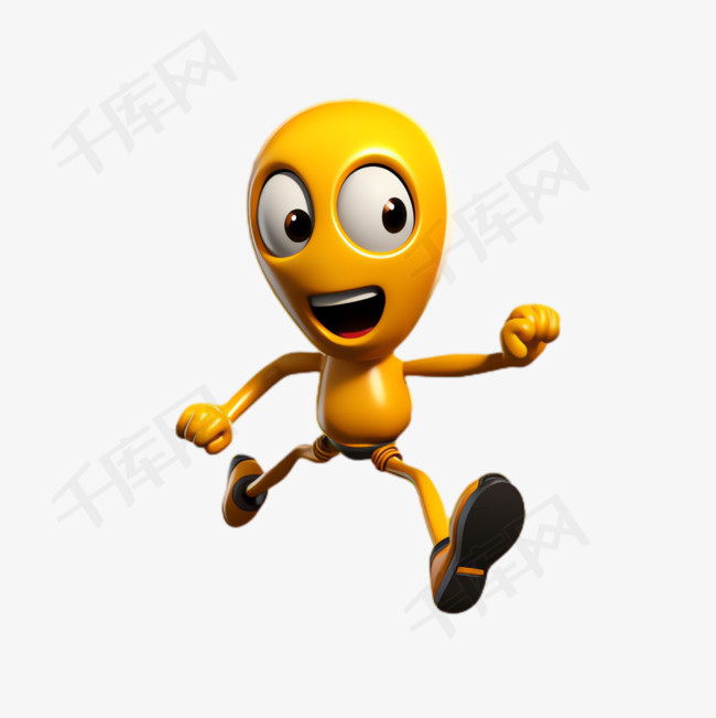 小黄人奔跑元素立体免抠图案