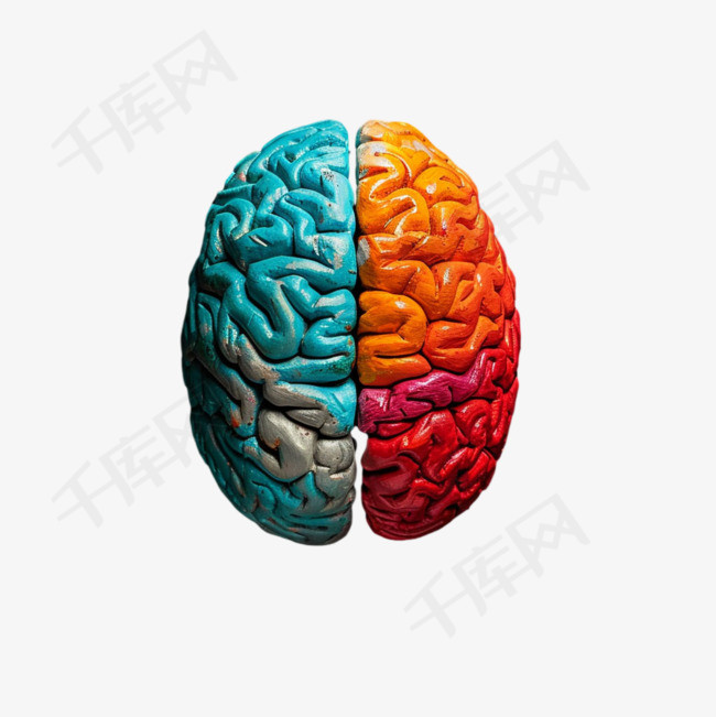 大脑彩虹元素立体免抠图案