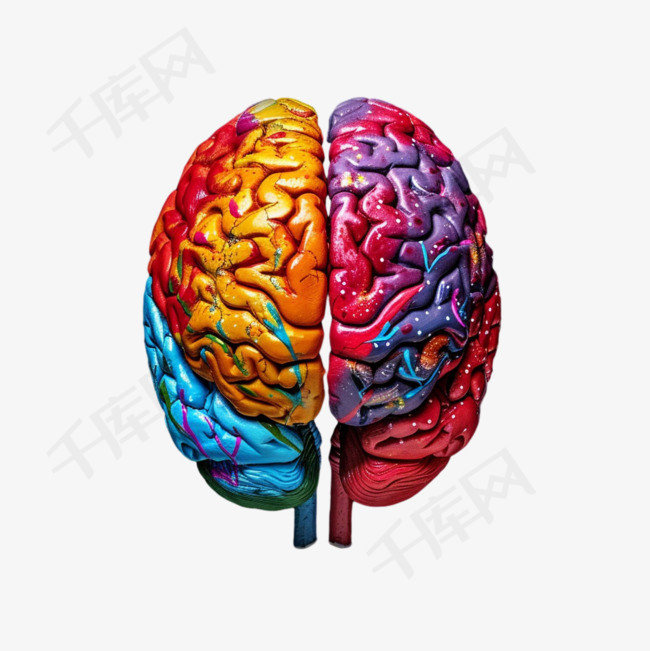 大脑彩虹元素立体免抠图案