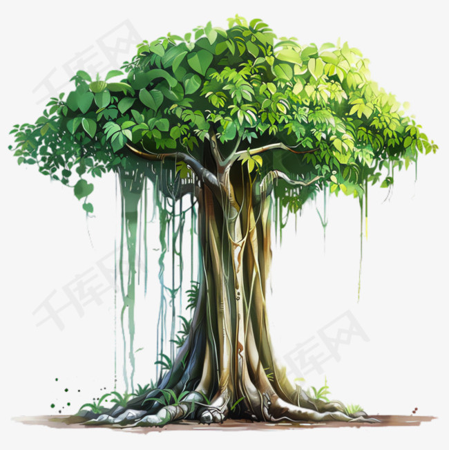 树木根系元素立体免抠图案