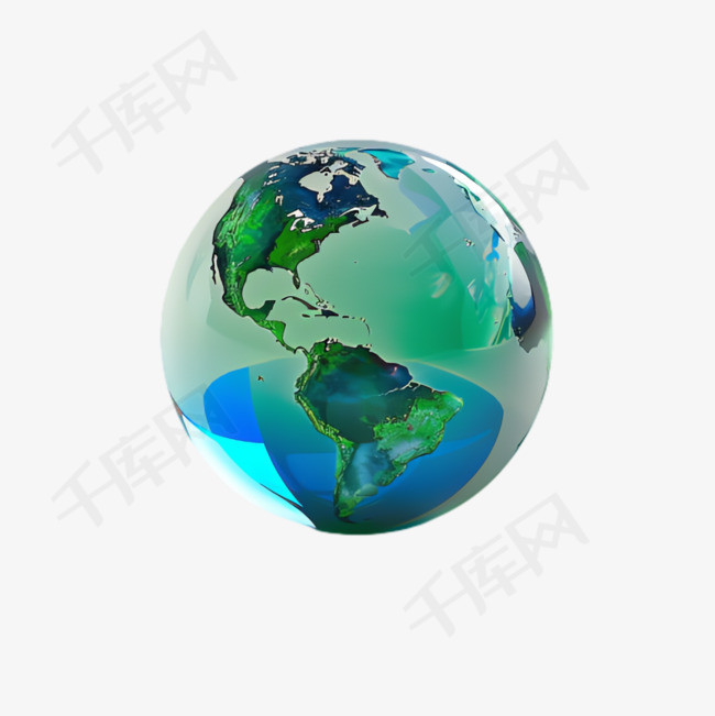 地球玻璃元素立体免抠图案