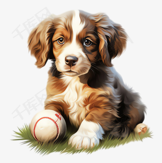 小狗棒球元素立体免抠图案