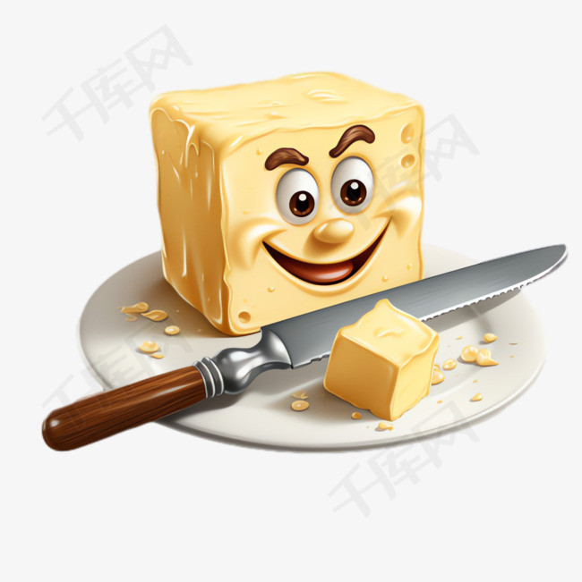 奶酪餐刀元素立体免抠图案