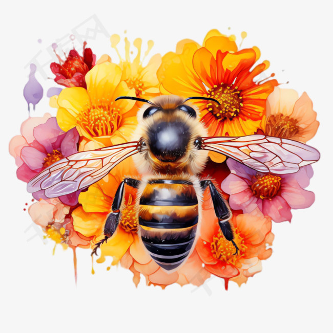蜜蜂花蜜元素立体免抠图案