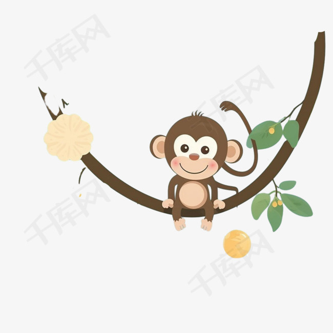 猴子树干元素立体免抠图案