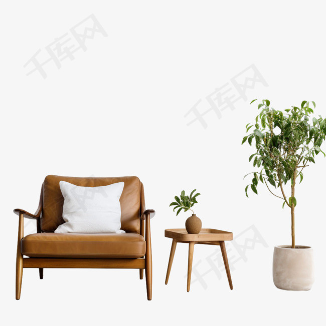 沙发绿植元素立体免抠图案