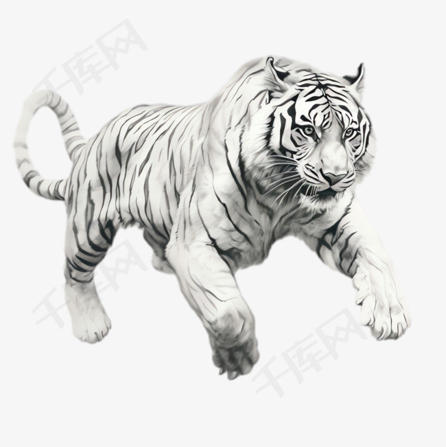 白虎动物元素立体免抠图案