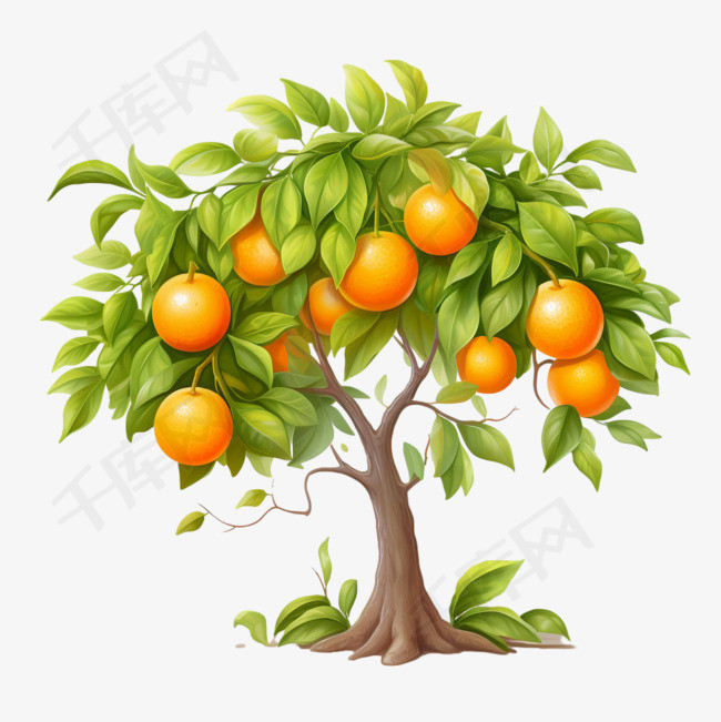 橙子果树元素立体免抠图案