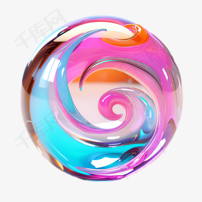彩虹圆球元素立体免抠图案