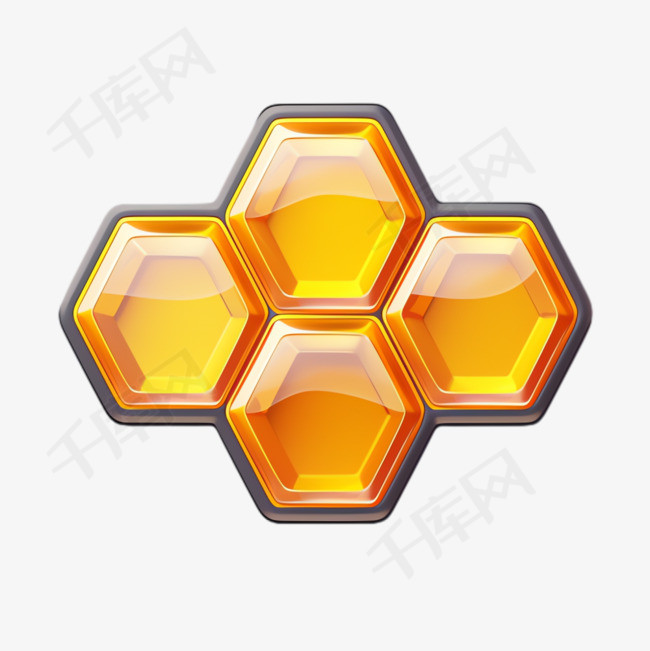 蜂巢蜂蜜元素立体免抠图案