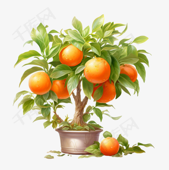 橙子果树元素立体免抠图案