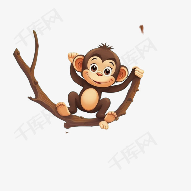 猴子树干元素立体免抠图案