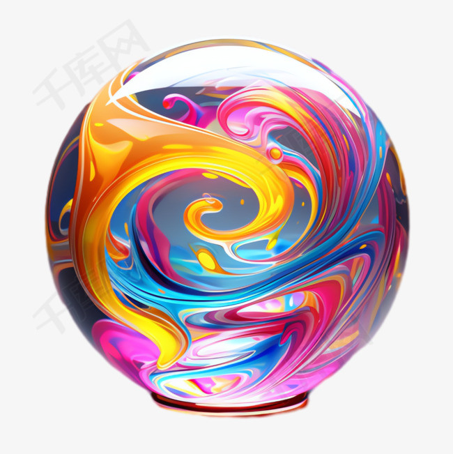 彩虹圆球元素立体免抠图案
