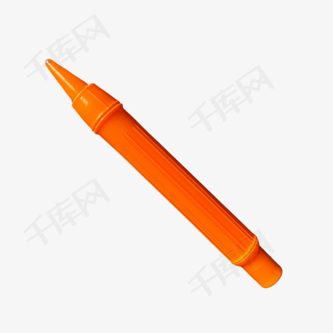 橙色圆珠笔元素立体免抠图案