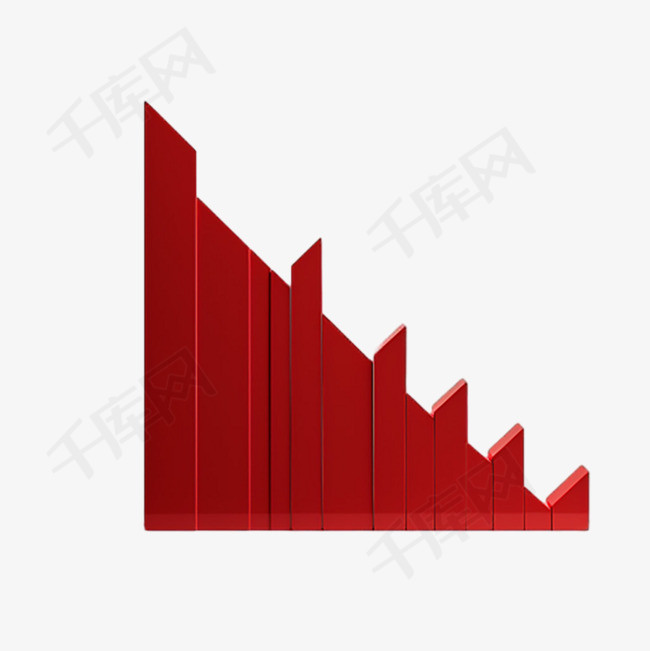 红色柱状图元素免抠图案立体