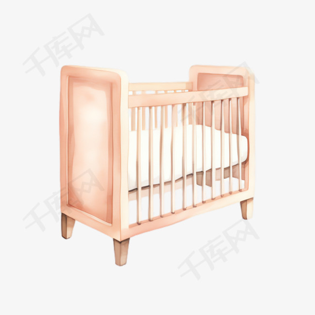 木制婴儿床元素立体免抠图案
