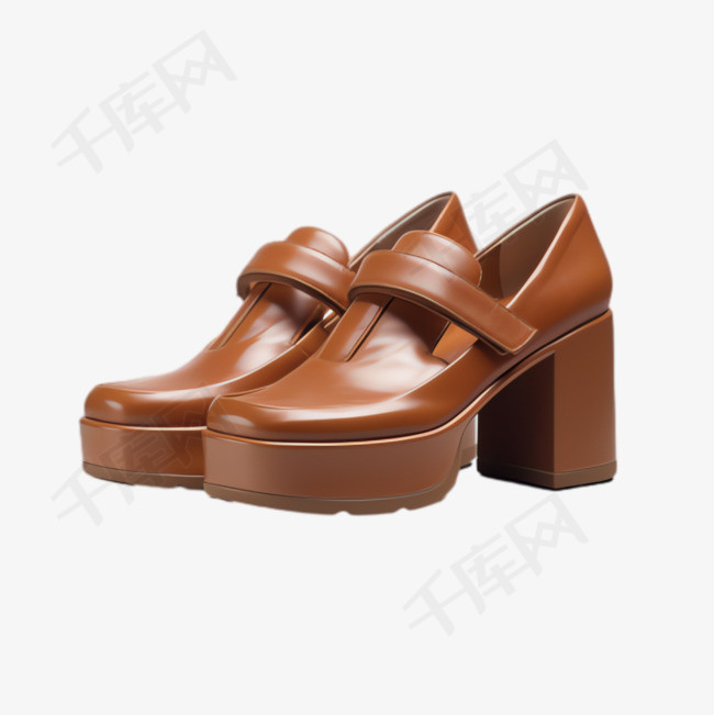 褐色鞋子元素免抠图案立体