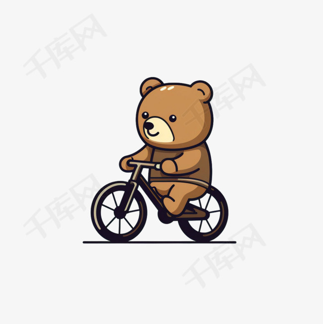 小熊自行车元素立体免抠图案