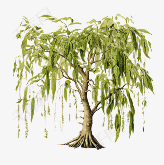 杨柳树木元素立体免抠图案
