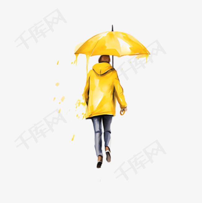 雨伞雨衣元素立体免抠图案