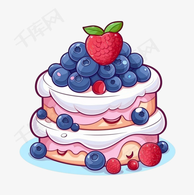 草莓蛋糕元素立体免抠图案