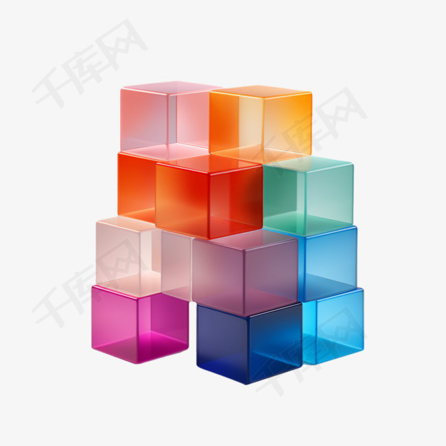 彩色方块元素立体免抠图案