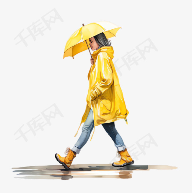 雨伞雨衣元素立体免抠图案