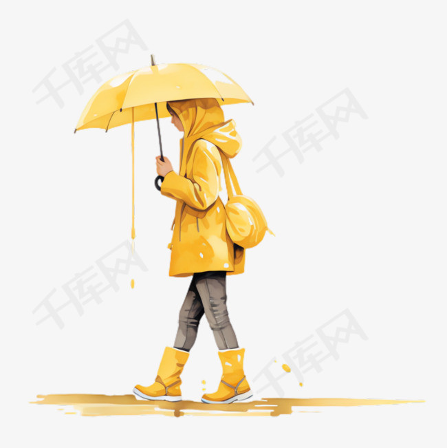 雨伞雨衣元素立体免抠图案