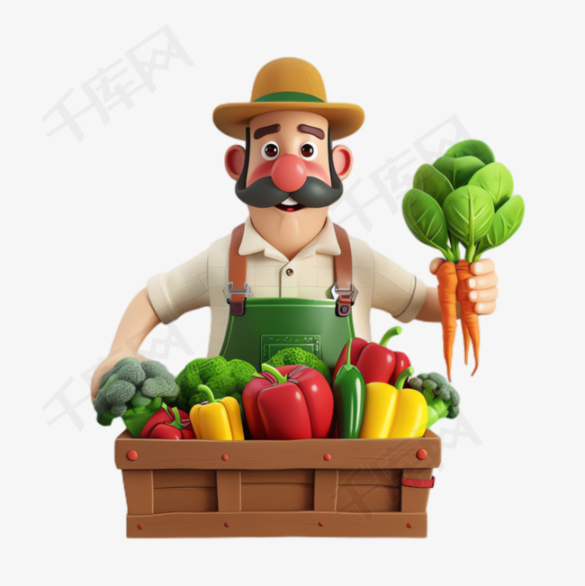 蔬菜农夫元素立体免抠图案