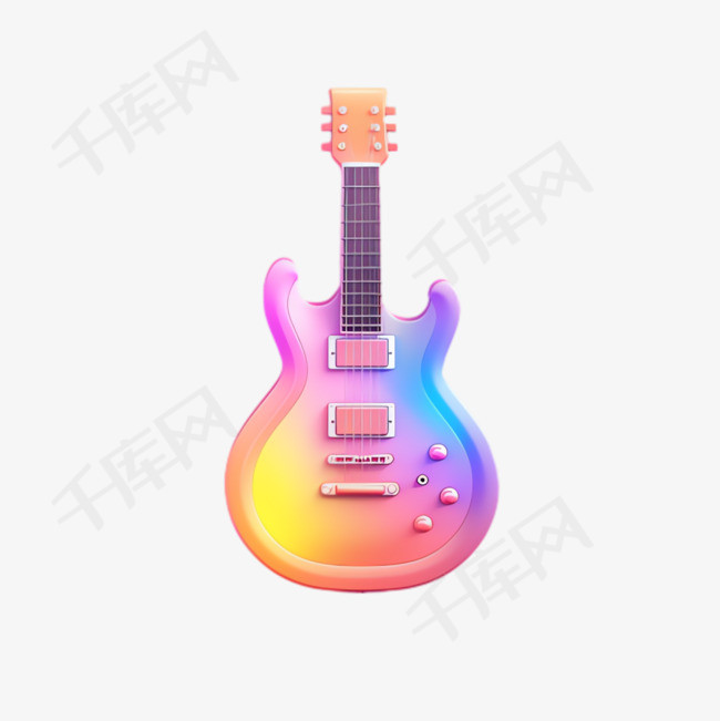 吉他乐器元素立体免抠图案