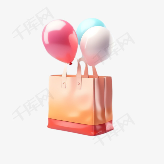 包装袋气球元素立体免抠图案