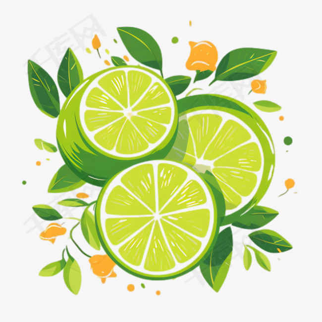 绿橙水果元素立体免抠图案