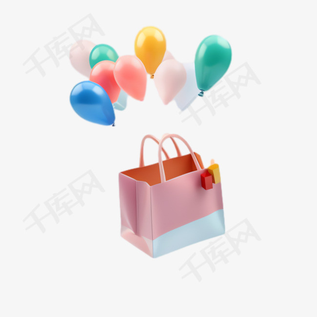 包装袋气球元素立体免抠图案