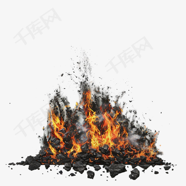 煤炭火焰元素立体免抠图案