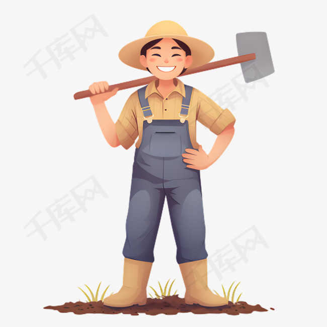 劳动节卡通手绘风职业人物农民1