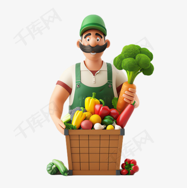 蔬菜农夫元素立体免抠图案