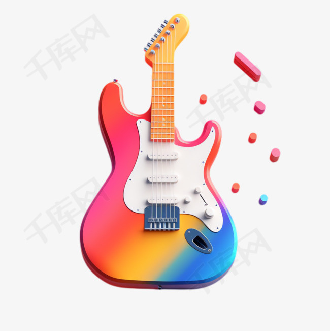吉他乐器元素立体免抠图案