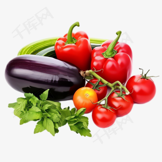 西红柿茄子元素立体免抠图案