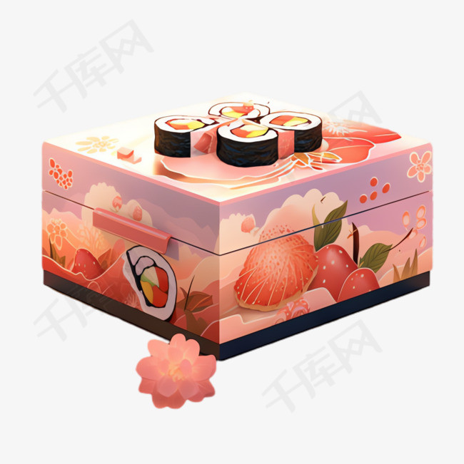 寿司盒子元素立体免抠图案