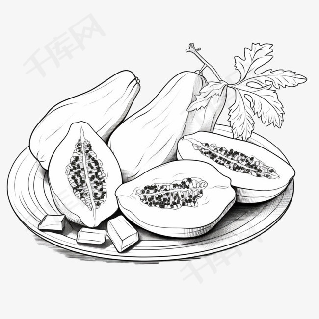 木瓜水果元素立体免抠图案
