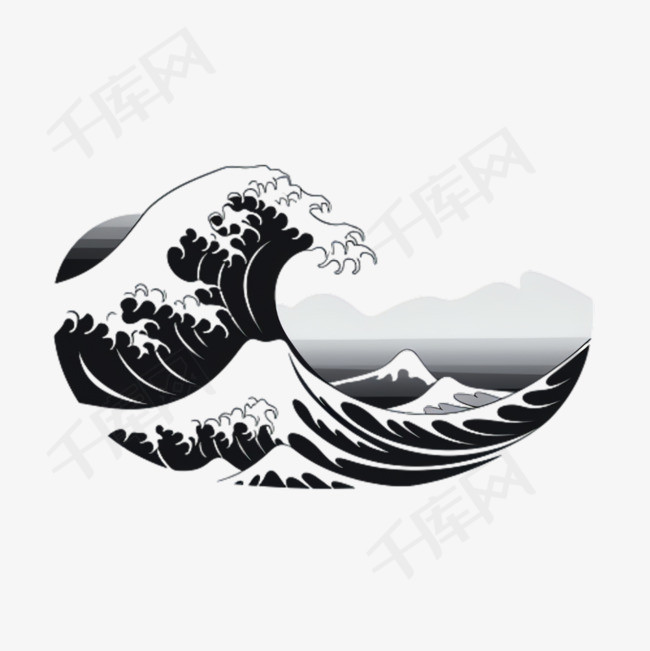 海洋浪花元素立体免抠图案