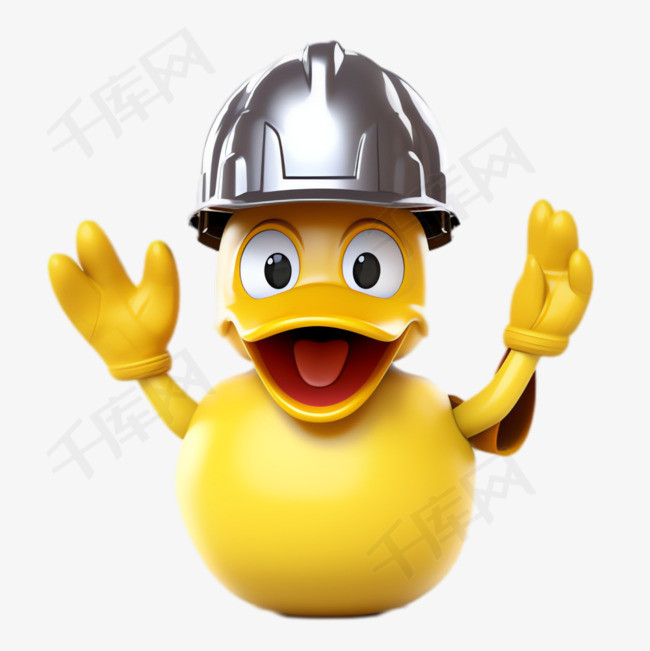 小黄鸭头盔元素立体免抠图案