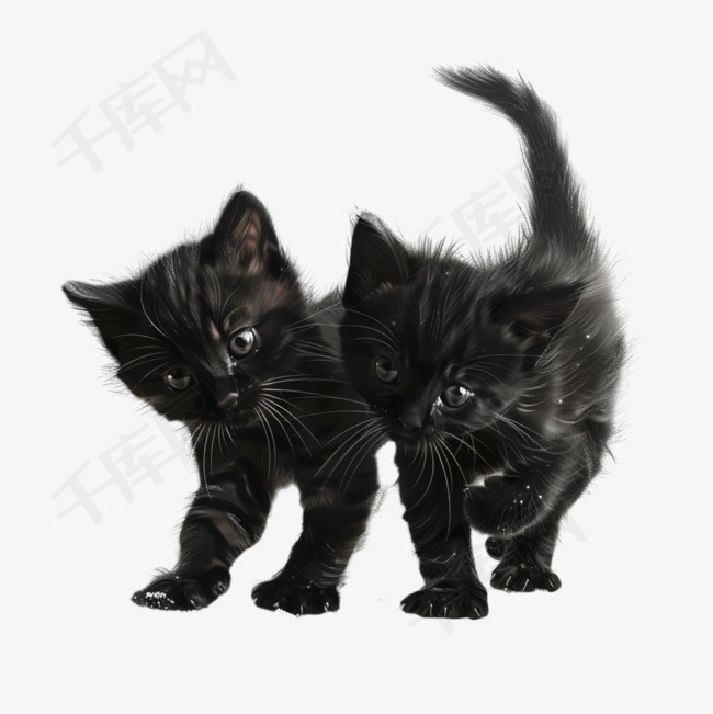黑猫宠物元素立体免抠图案