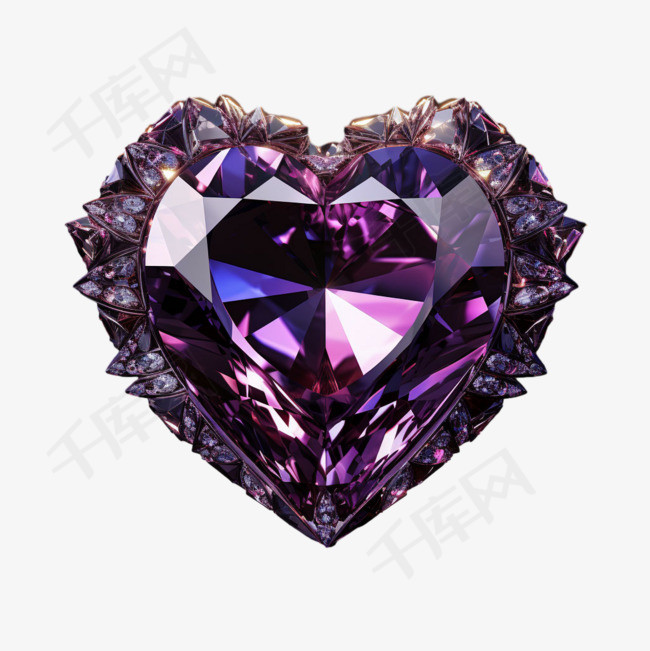 钻石爱心元素立体免抠图案