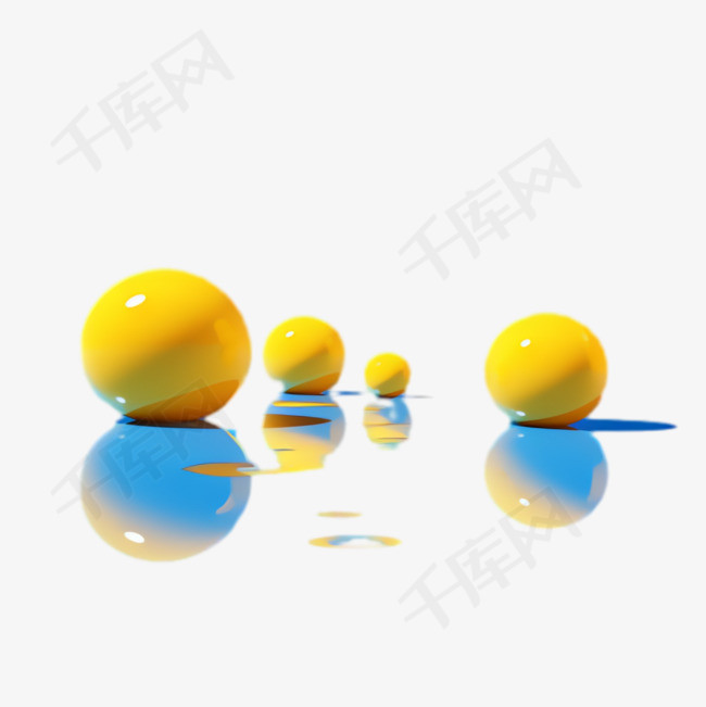 黄色圆球元素立体免抠图案