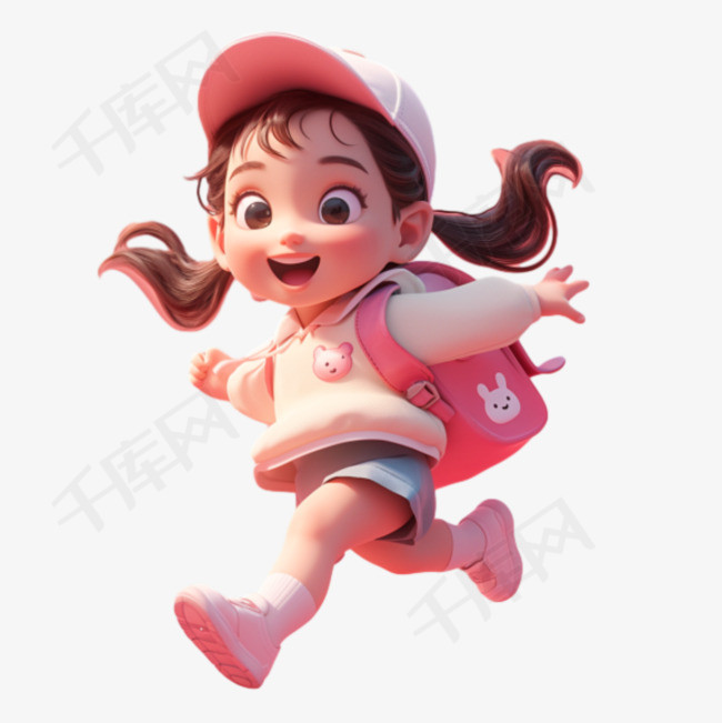 开心奔跑的小孩人物形象PNG素材