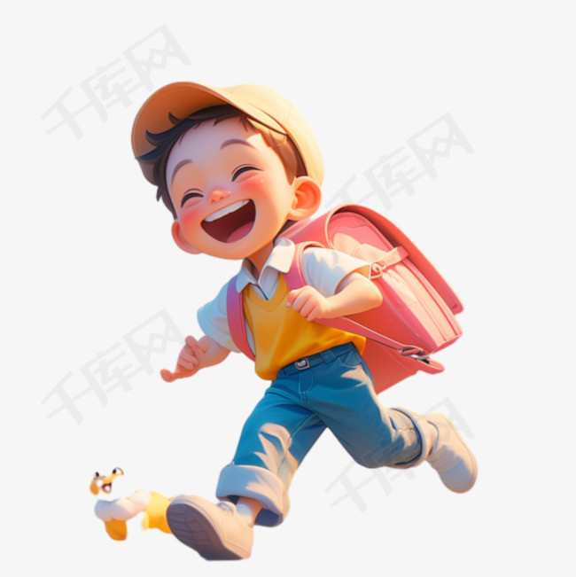 开心奔跑的小孩人物形象png图片