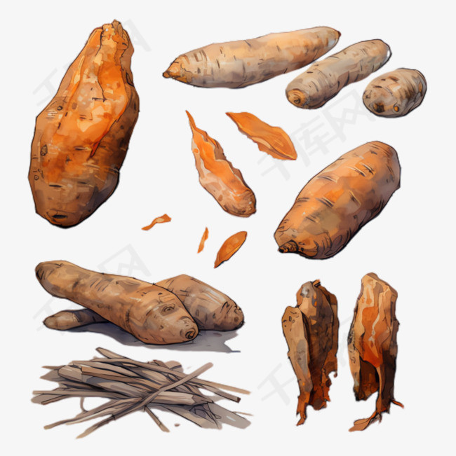 红薯山药元素立体免抠图案